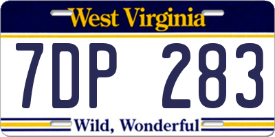 WV license plate 7DP283