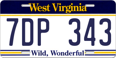 WV license plate 7DP343