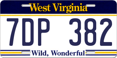 WV license plate 7DP382