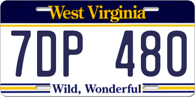 WV license plate 7DP480