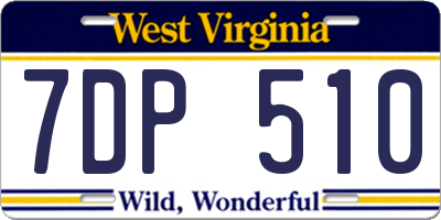 WV license plate 7DP510