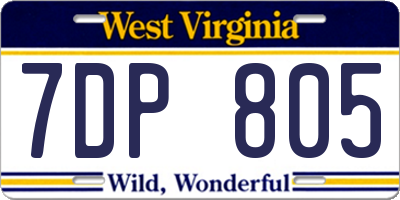 WV license plate 7DP805