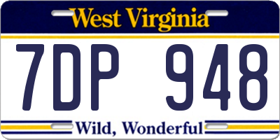 WV license plate 7DP948