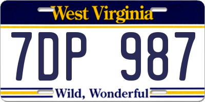 WV license plate 7DP987
