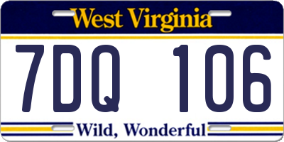 WV license plate 7DQ106