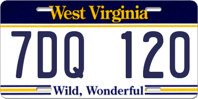 WV license plate 7DQ120