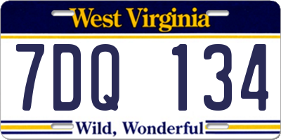 WV license plate 7DQ134