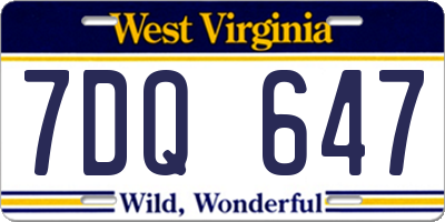 WV license plate 7DQ647