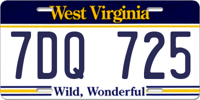 WV license plate 7DQ725