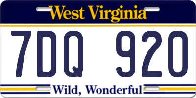 WV license plate 7DQ920