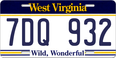 WV license plate 7DQ932