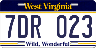 WV license plate 7DR023