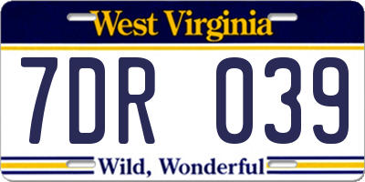 WV license plate 7DR039