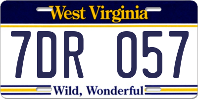WV license plate 7DR057