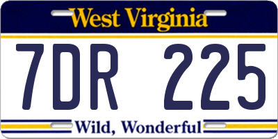 WV license plate 7DR225