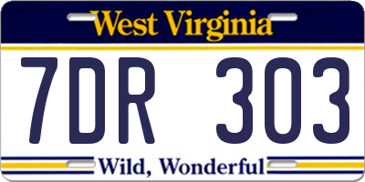 WV license plate 7DR303
