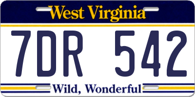 WV license plate 7DR542