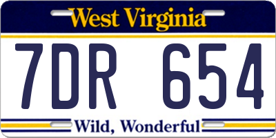 WV license plate 7DR654