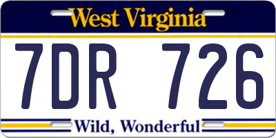 WV license plate 7DR726