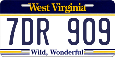 WV license plate 7DR909