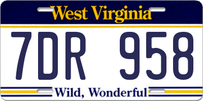 WV license plate 7DR958