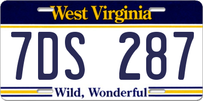 WV license plate 7DS287