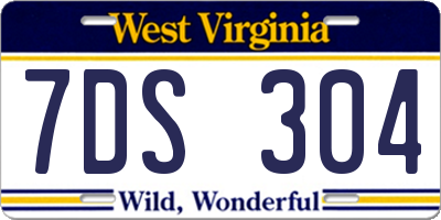 WV license plate 7DS304