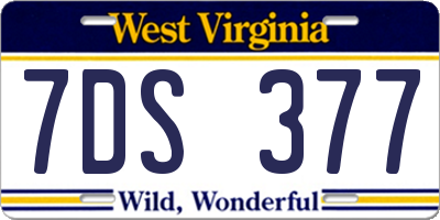 WV license plate 7DS377