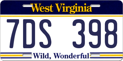 WV license plate 7DS398