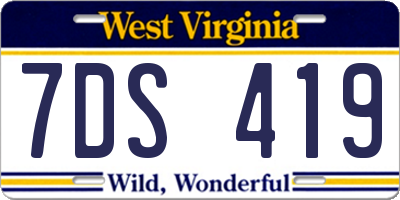 WV license plate 7DS419