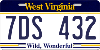 WV license plate 7DS432