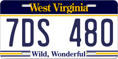 WV license plate 7DS480