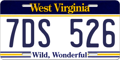 WV license plate 7DS526