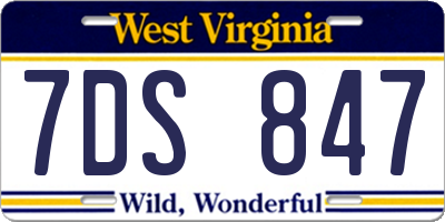 WV license plate 7DS847