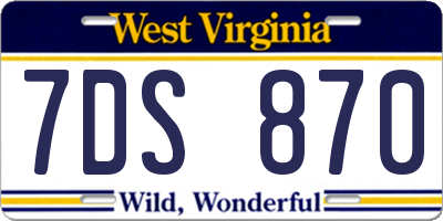 WV license plate 7DS870