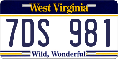 WV license plate 7DS981
