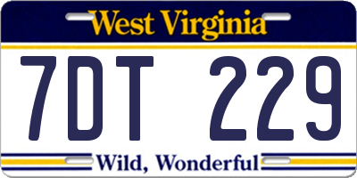 WV license plate 7DT229