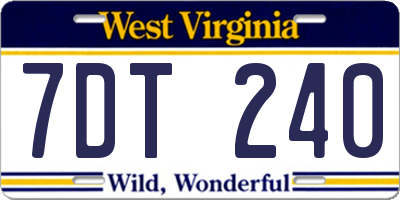 WV license plate 7DT240
