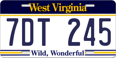 WV license plate 7DT245