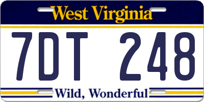 WV license plate 7DT248