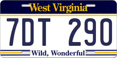 WV license plate 7DT290
