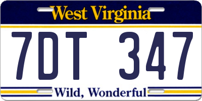 WV license plate 7DT347