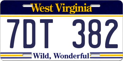 WV license plate 7DT382
