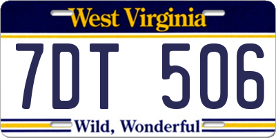 WV license plate 7DT506