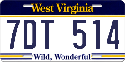 WV license plate 7DT514