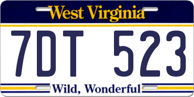 WV license plate 7DT523