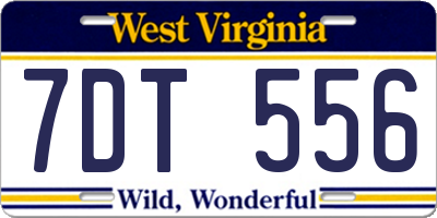 WV license plate 7DT556