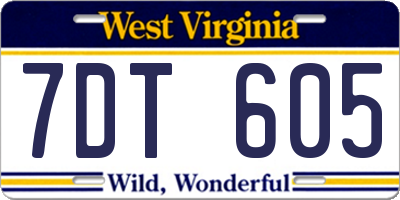 WV license plate 7DT605
