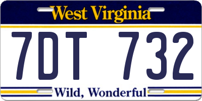 WV license plate 7DT732
