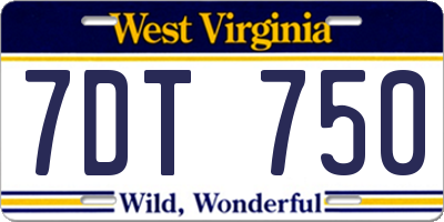 WV license plate 7DT750